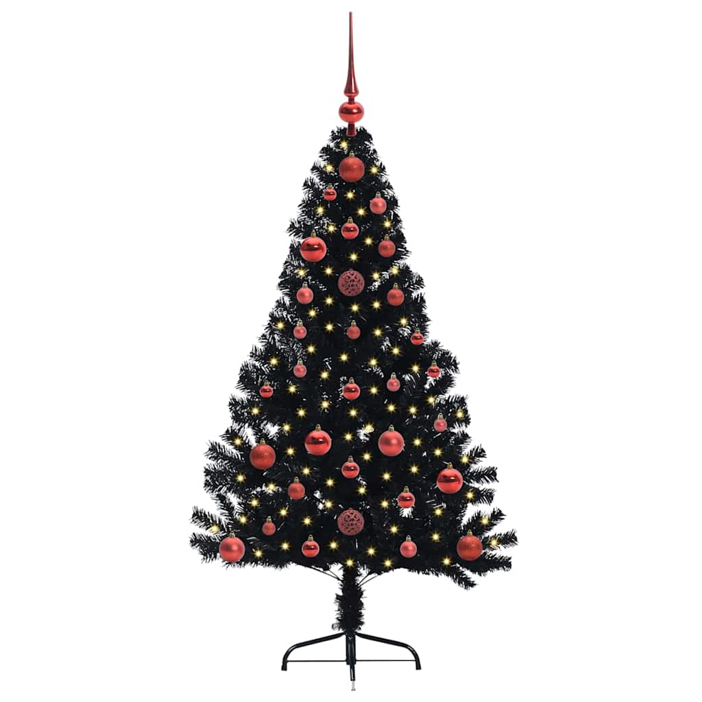 Kunstig Forhåndsopplyst Juletre med 150 LED Svart 120 cm PVC