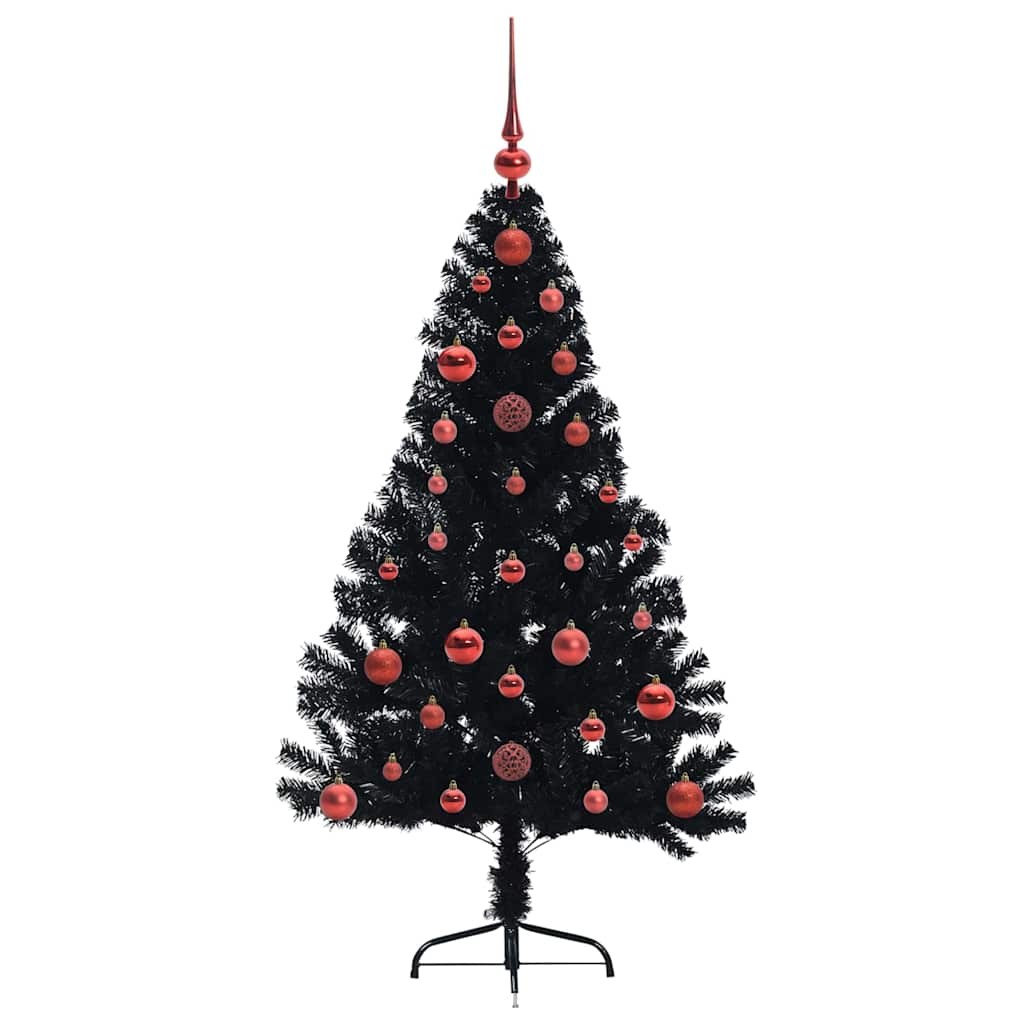 Kunstig Forhåndsopplyst Juletre med 150 LED Svart 120 cm PVC