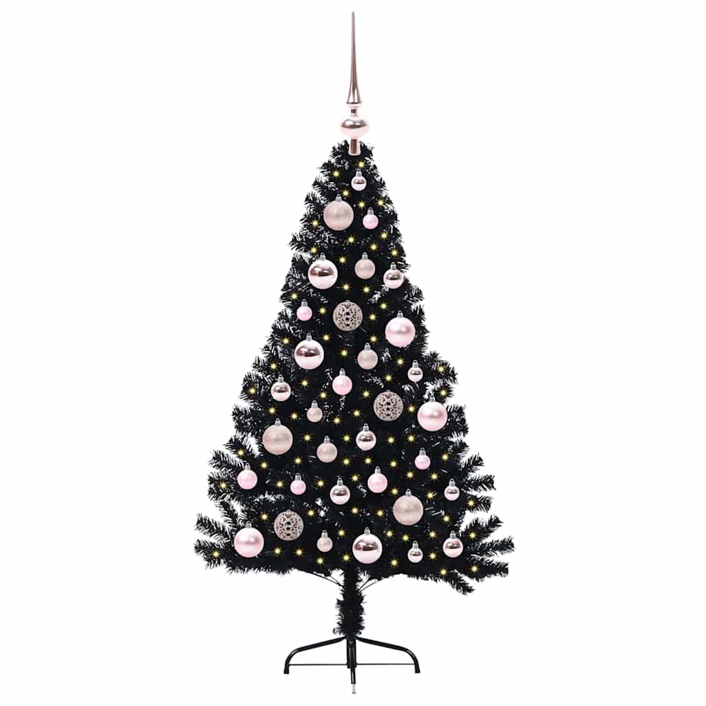 Kunstig Forhåndsopplyst Juletre med 150 LED Svart 120 cm PVC