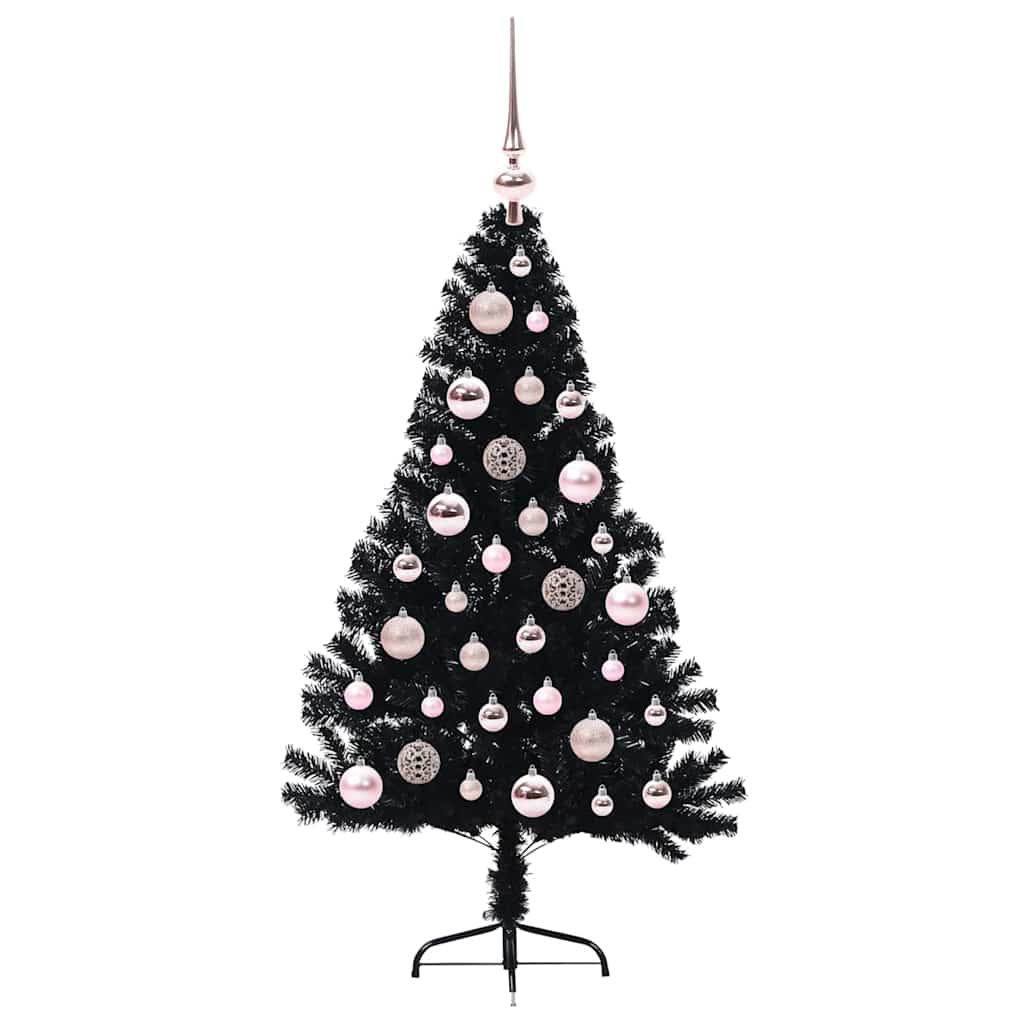 Kunstig Forhåndsopplyst Juletre med 150 LED Svart 120 cm PVC