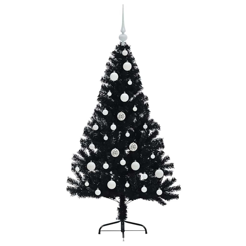 Kunstig Forhåndsopplyst Juletre med 150 LED Svart 120 cm PVC