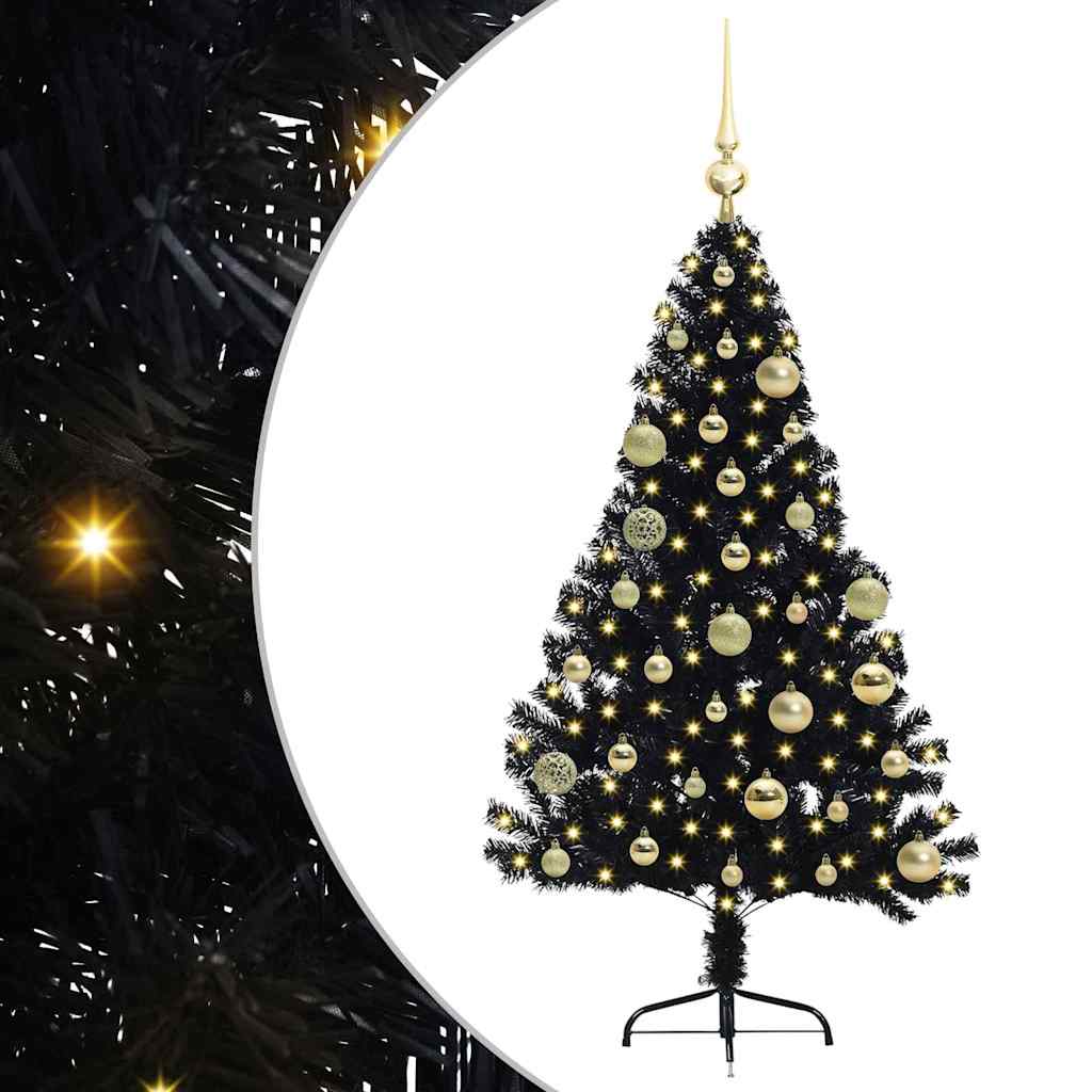 Kunstig Forhåndsopplyst Juletre med 150 LED Svart 120 cm PVC