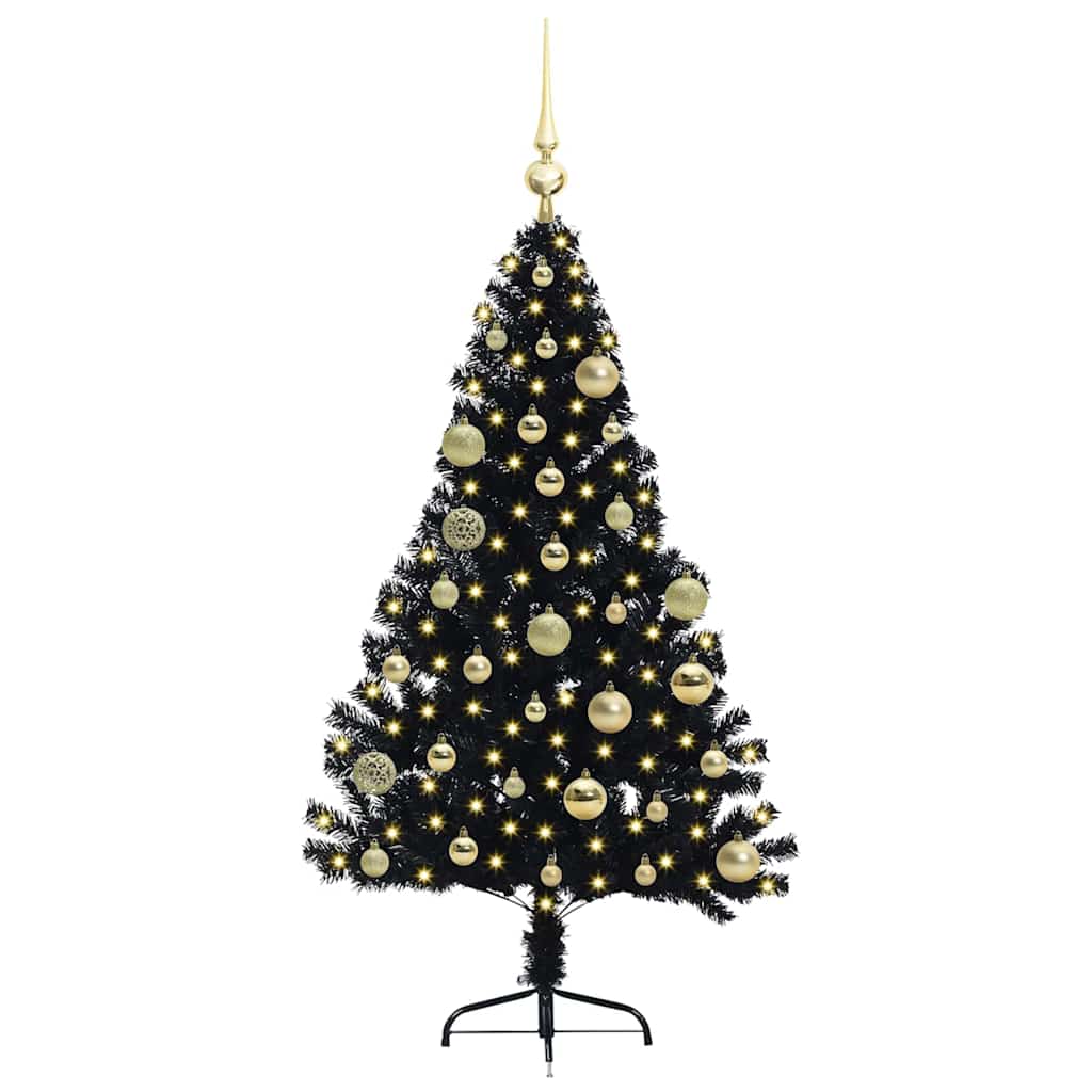 Kunstig Forhåndsopplyst Juletre med 150 LED Svart 120 cm PVC