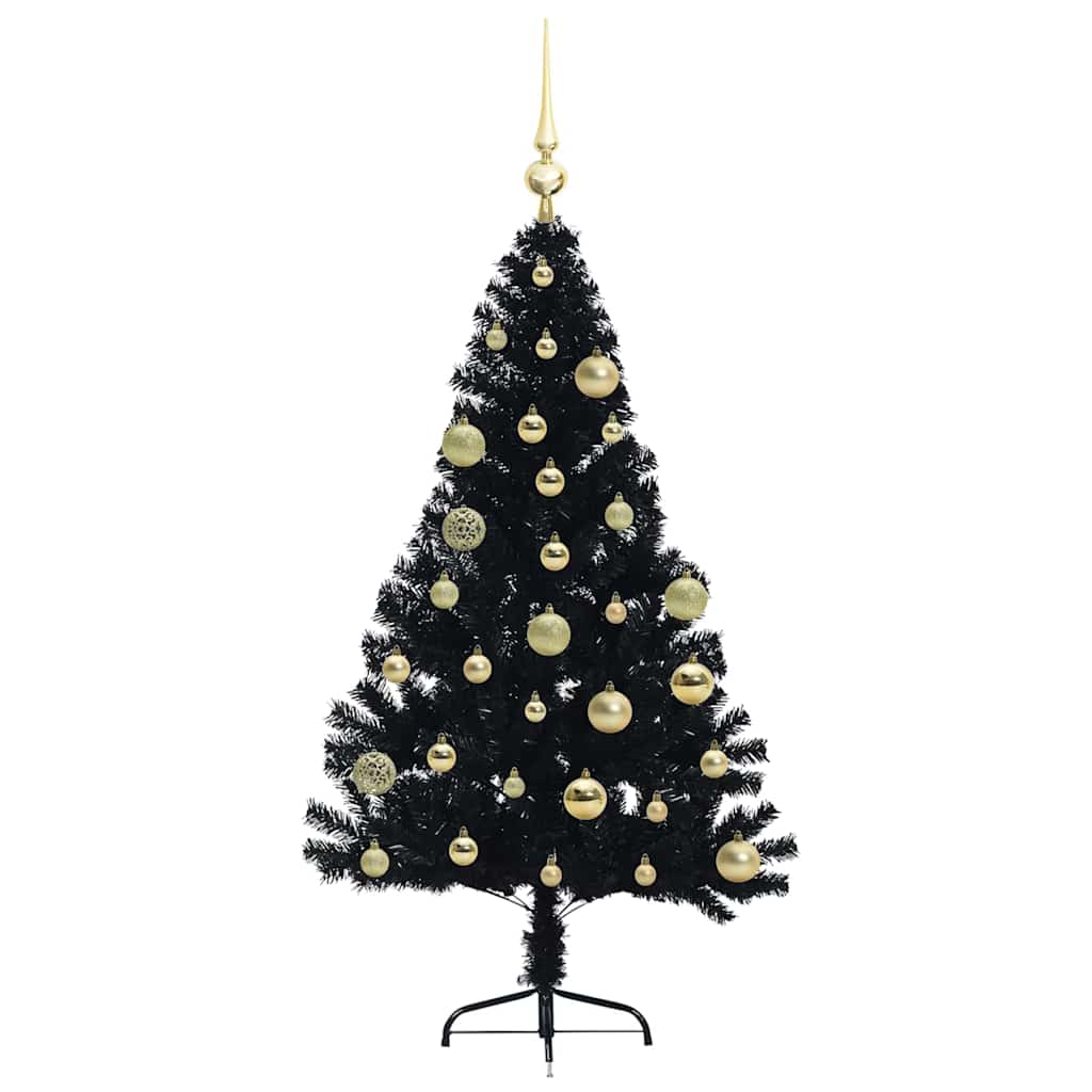 Kunstig Forhåndsopplyst Juletre med 150 LED Svart 120 cm PVC