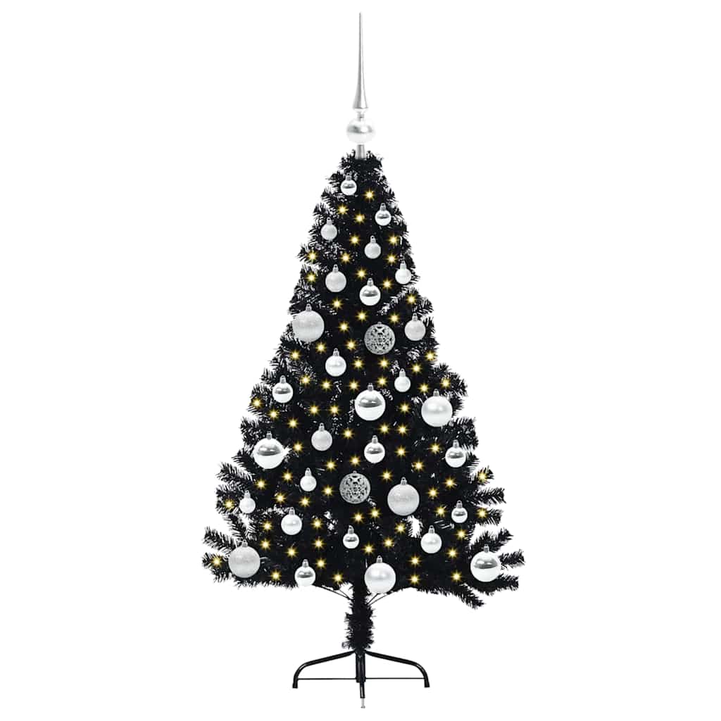 Kunstig Forhåndsopplyst Juletre med 150 LED Svart 120 cm PVC