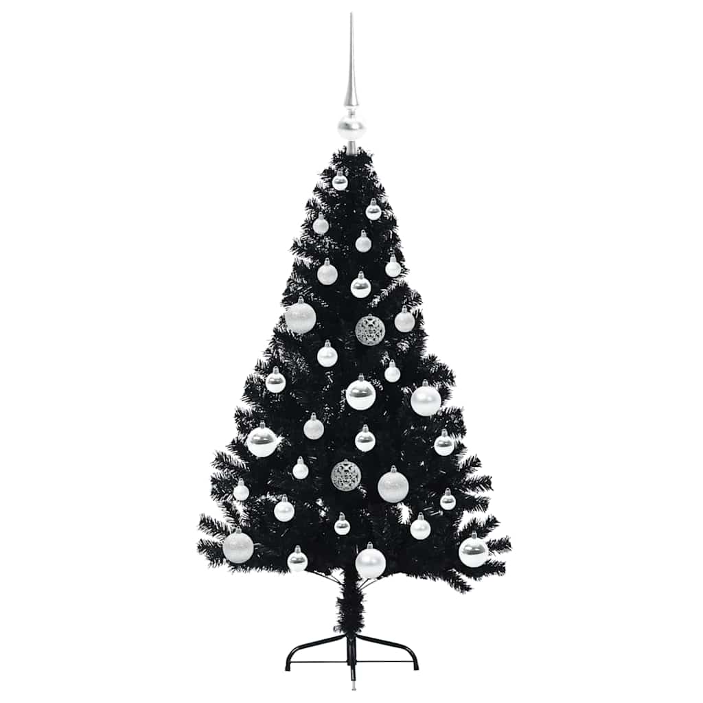 Kunstig Forhåndsopplyst Juletre med 150 LED Svart 120 cm PVC