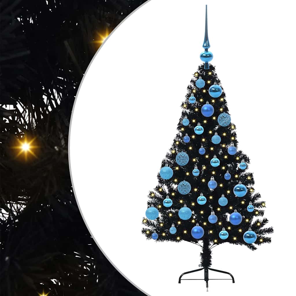 Kunstig Forhåndsopplyst Juletre med 150 LED Svart 120 cm PVC