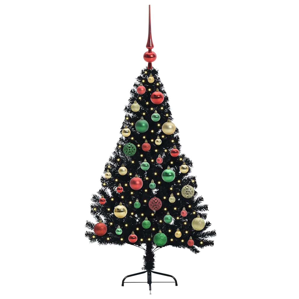 Kunstig Forhåndsopplyst Juletre med 150 LED Svart 120 cm PVC