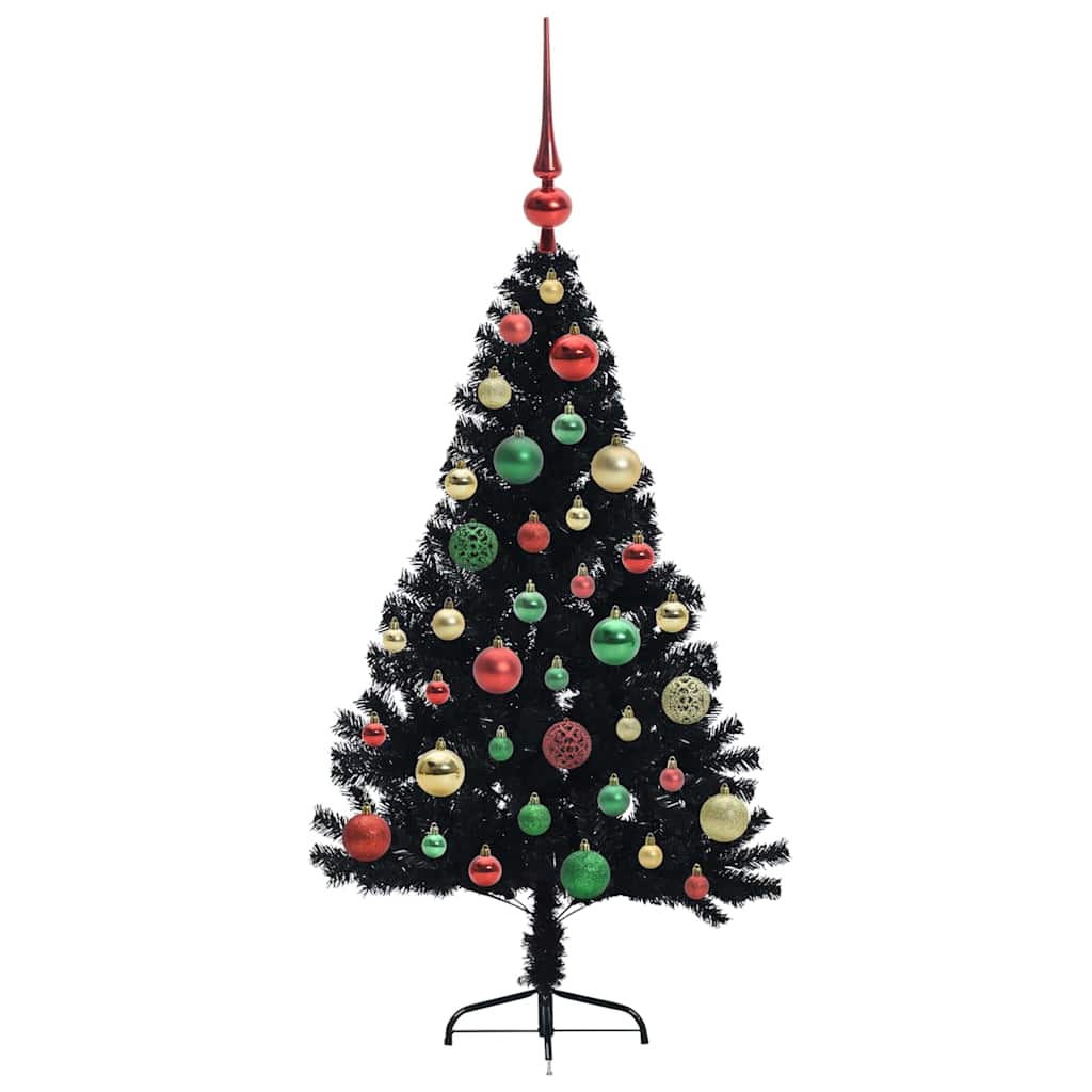 Kunstig Forhåndsopplyst Juletre med 150 LED Svart 120 cm PVC