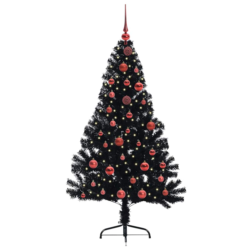 Kunstig Forhåndsopplyst Juletre med 150 LED Svart 150 cm PVC