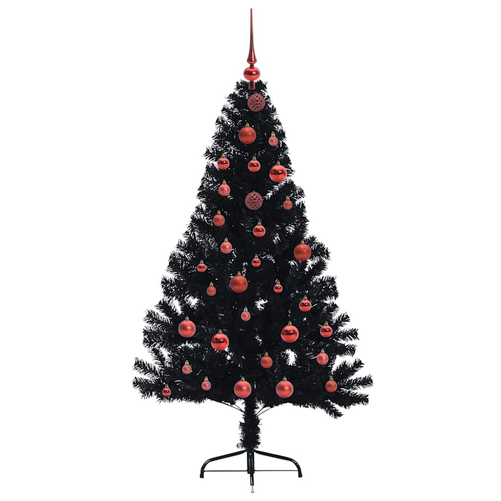 Kunstig Forhåndsopplyst Juletre med 150 LED Svart 150 cm PVC