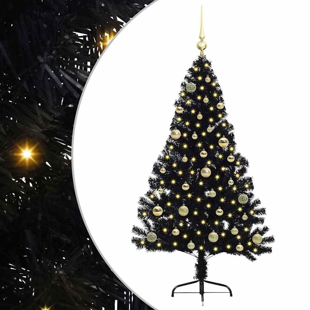 Kunstig Forhåndsopplyst Juletre med 150 LED Svart 150 cm PVC