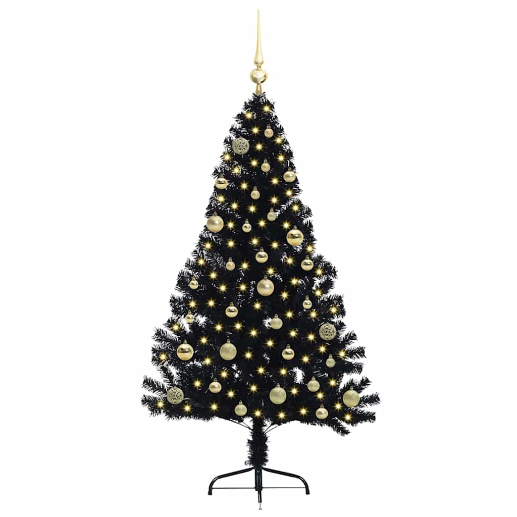 Kunstig Forhåndsopplyst Juletre med 150 LED Svart 150 cm PVC