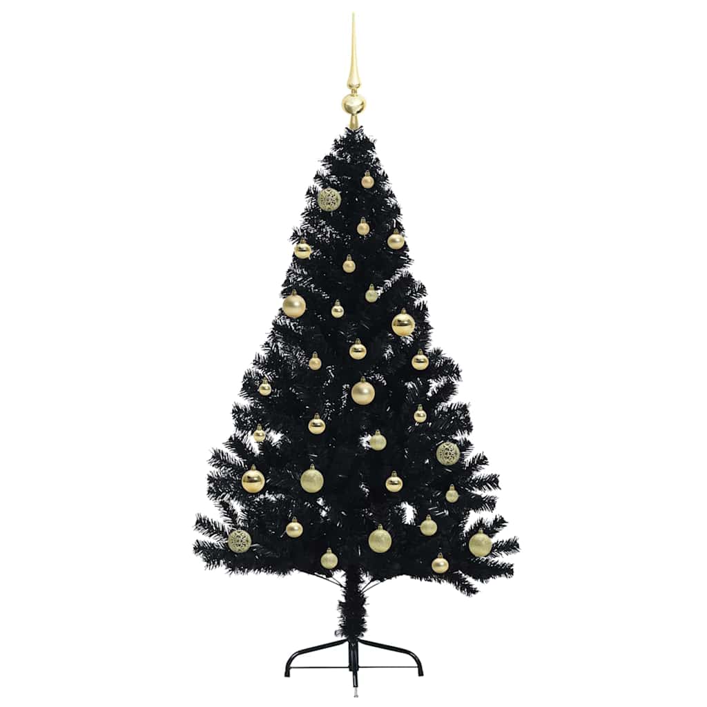 Kunstig Forhåndsopplyst Juletre med 150 LED Svart 150 cm PVC