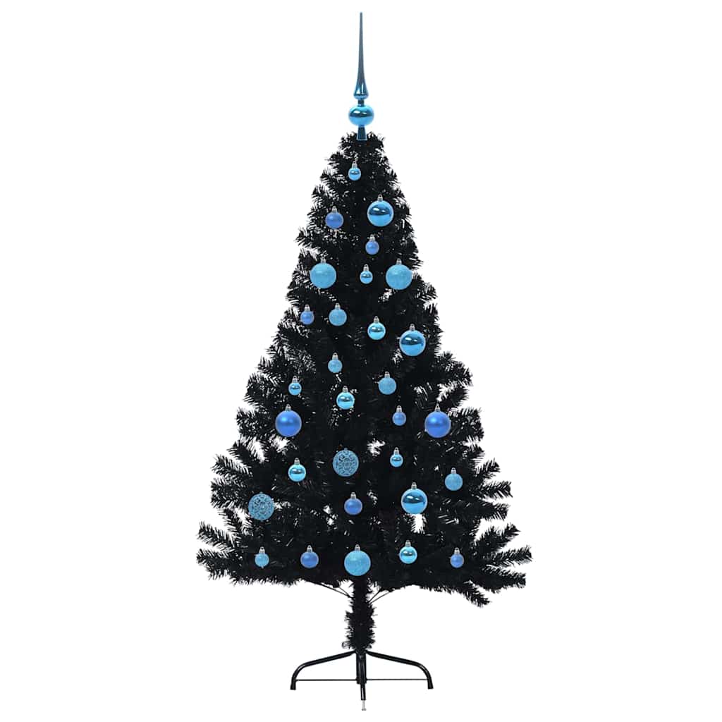 Kunstig Forhåndsopplyst Juletre med 150 LED Svart 150 cm PVC