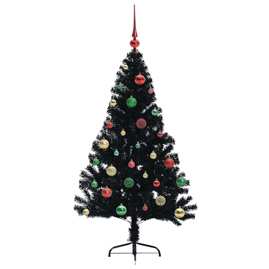 Kunstig Forhåndsopplyst Juletre med 150 LED Svart 150 cm PVC