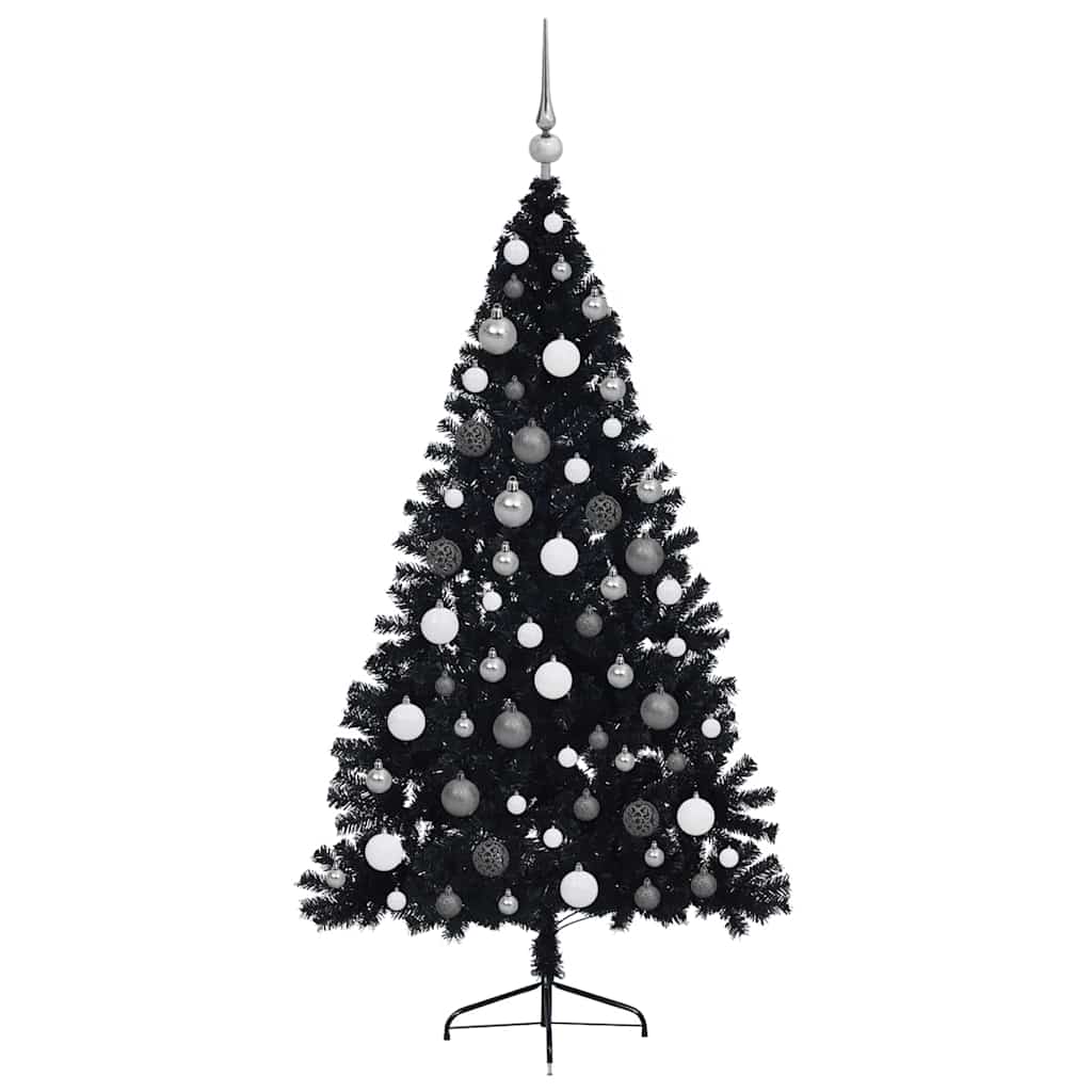 Kunstig forbelyst juletre med 300 LED Svart 180 cm PVC