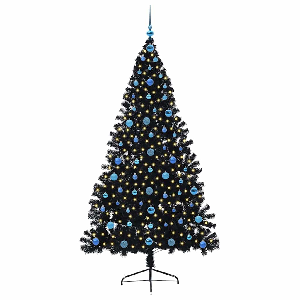 Kunstig forbelyst juletre Svart 210 cm PVC
