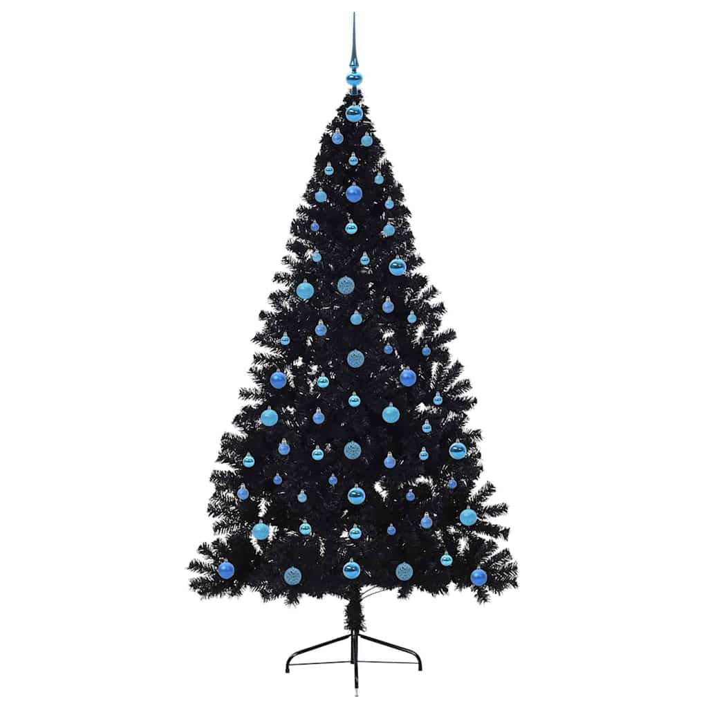 Kunstig forbelyst juletre Svart 210 cm PVC