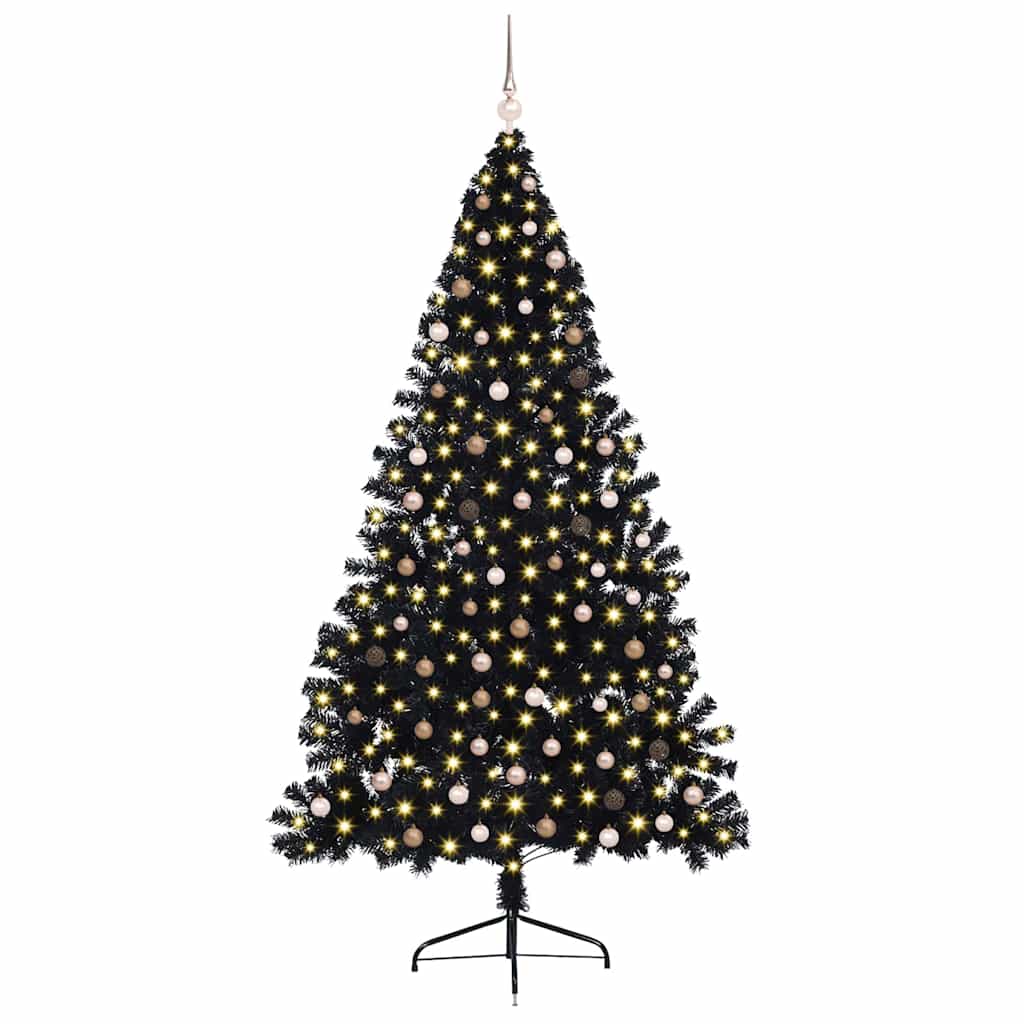 Kunstig forbelyst juletre med 300 LED Svart 240 cm PVC