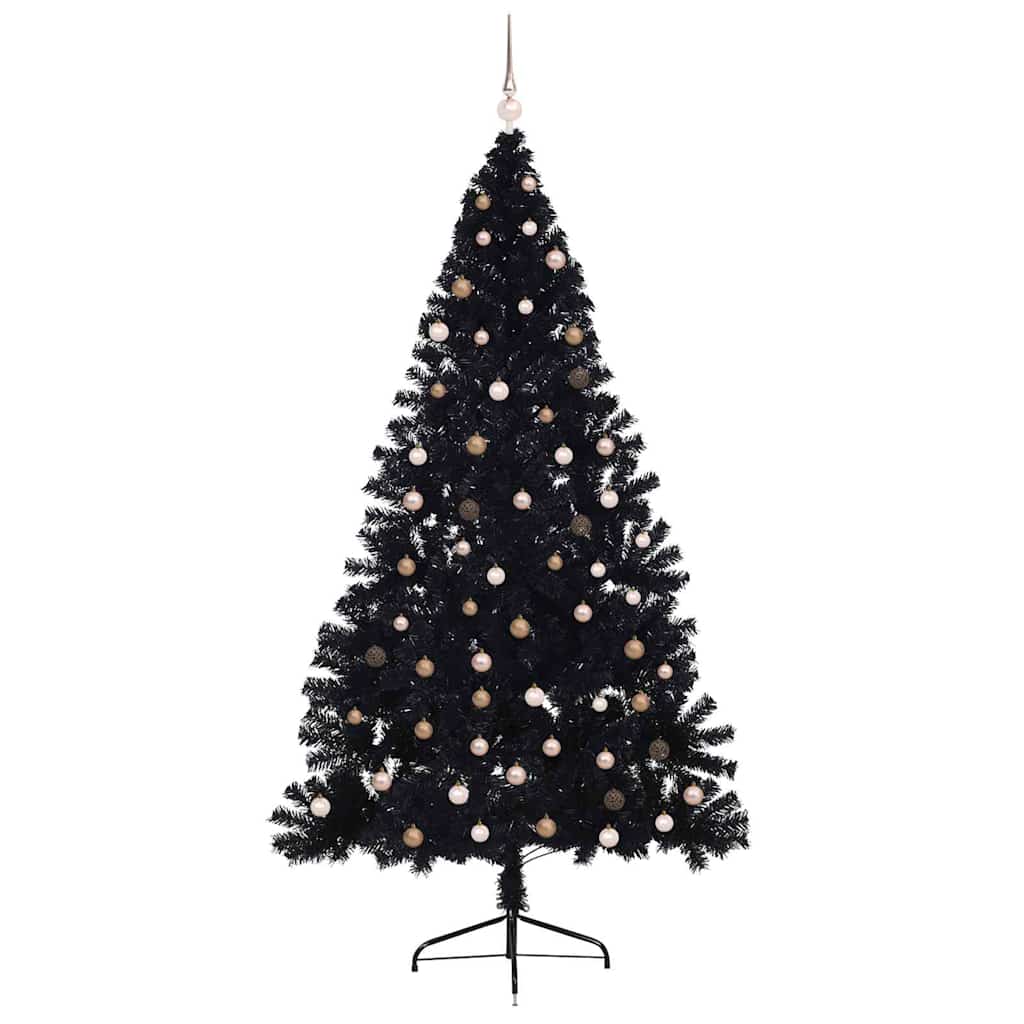 Kunstig forbelyst juletre med 300 LED Svart 240 cm PVC
