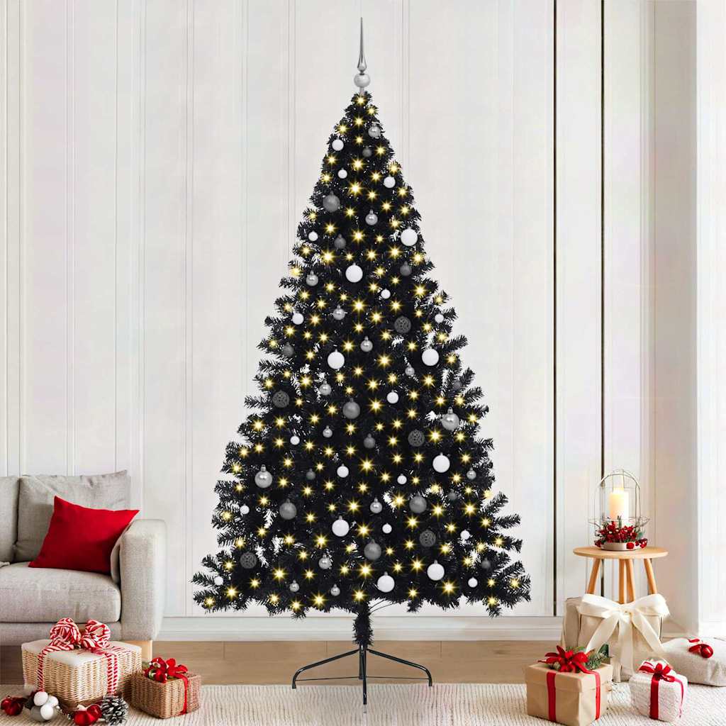 Kunstig forbelyst juletre Svart 240 cm PET