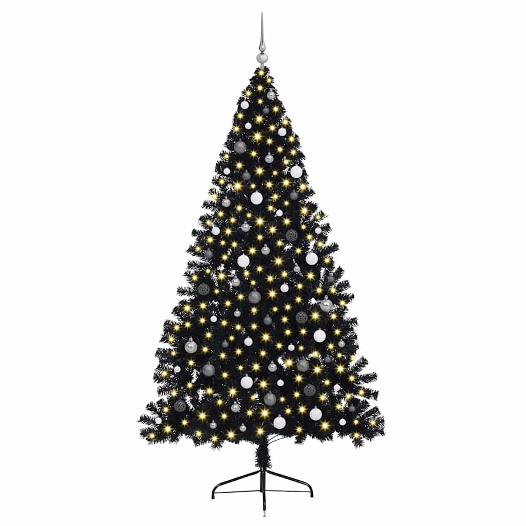 Kunstig forbelyst juletre Svart 240 cm PET
