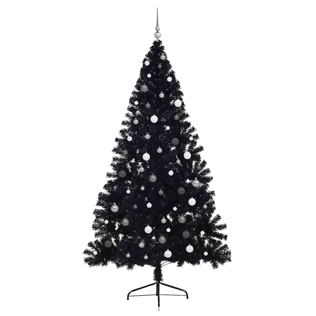 Kunstig forbelyst juletre Svart 240 cm PET