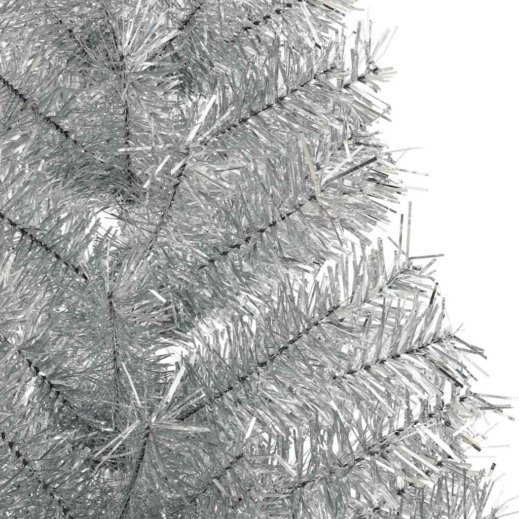 Kunstig forbelyst juletre sølv 120 cm PET