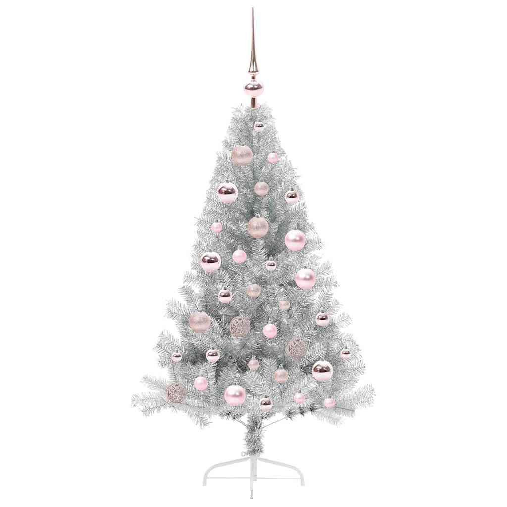 Kunstig forbelyst juletre sølv 120 cm PET