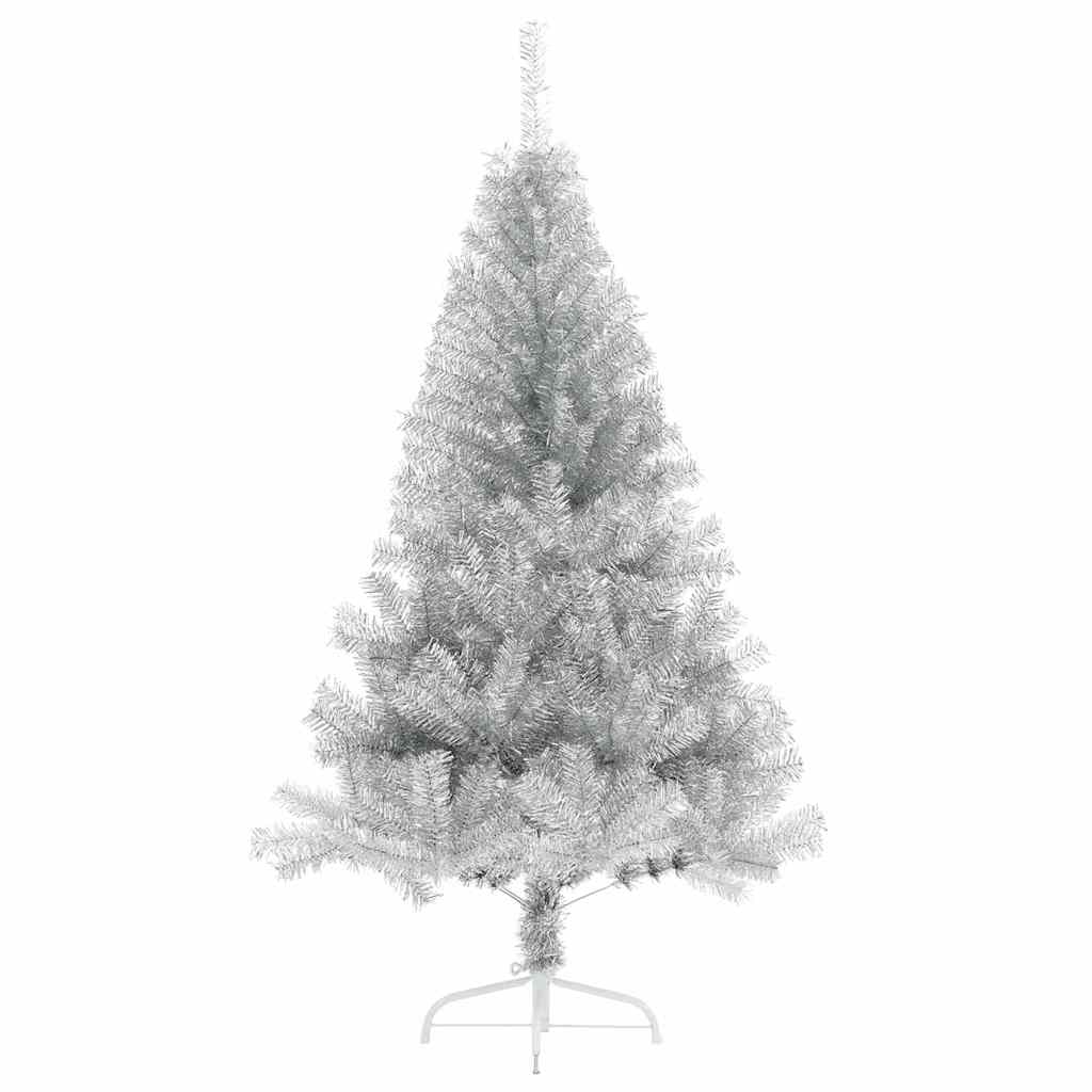 Kunstig forbelyst juletre sølv 120 cm PET