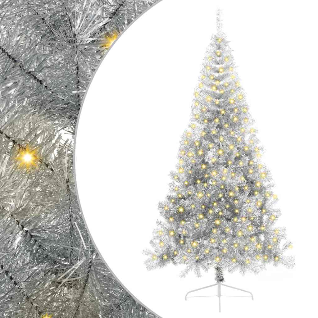 Kunstig forbelyst juletre med 300 LED sølv 240 cm PET
