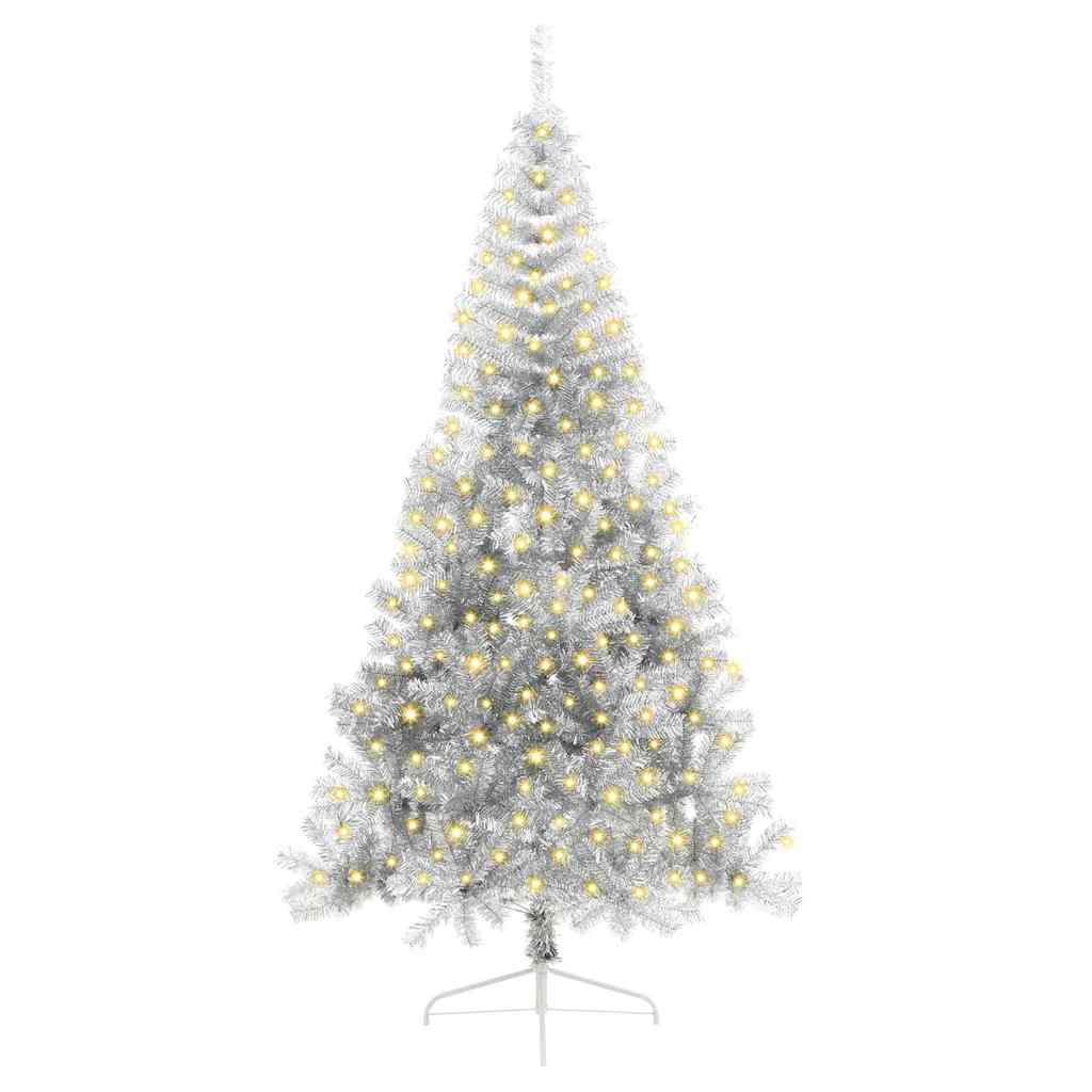 Kunstig forbelyst juletre med 300 LED sølv 240 cm PET