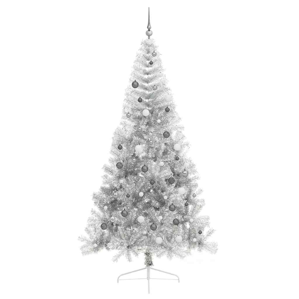 Kunstig forbelyst juletre med 300 LED sølv 240 cm PET