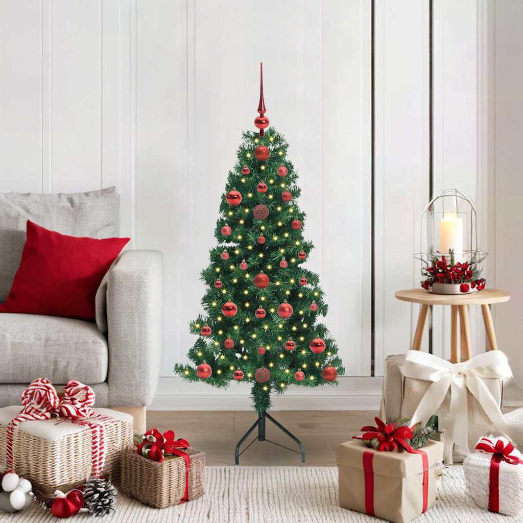 Hjørne Kunstig Jul Tre med 150 LED grønn 120 cm PVC og metall