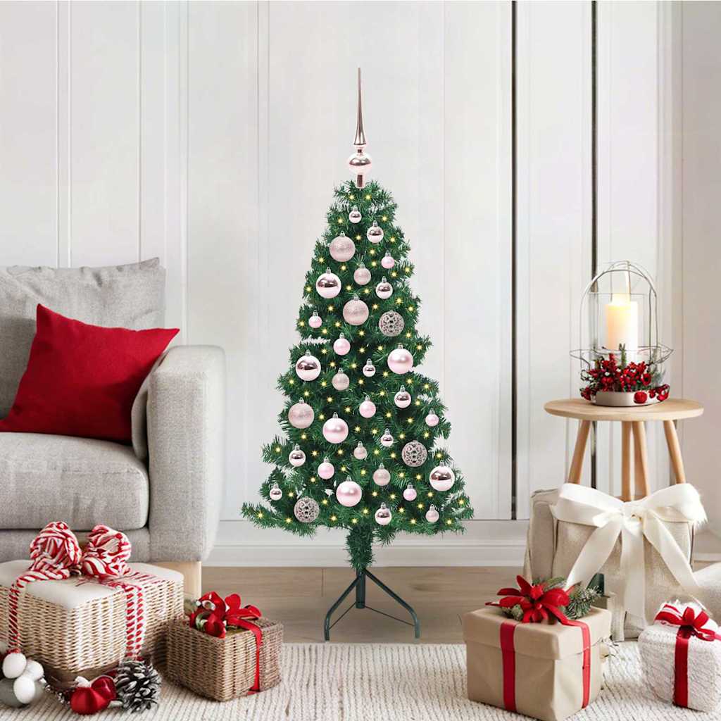 Hjørne Kunstig Jul Tre med 150 LED grønn 120 cm PVC og metall