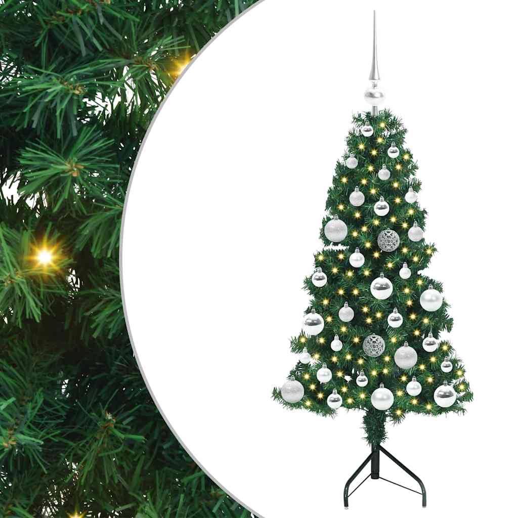Hjørne Kunstig Jul Tre med 150 LED grønn 120 cm PVC og metall