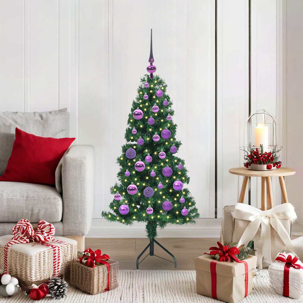 Hjørne Kunstig Jul Tre med 150 LED grønn 120 cm PVC og metall