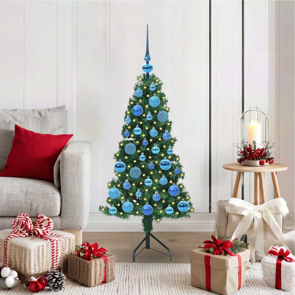 Hjørne Kunstig Jul Tre med 150 LED grønn 120 cm PVC og metall