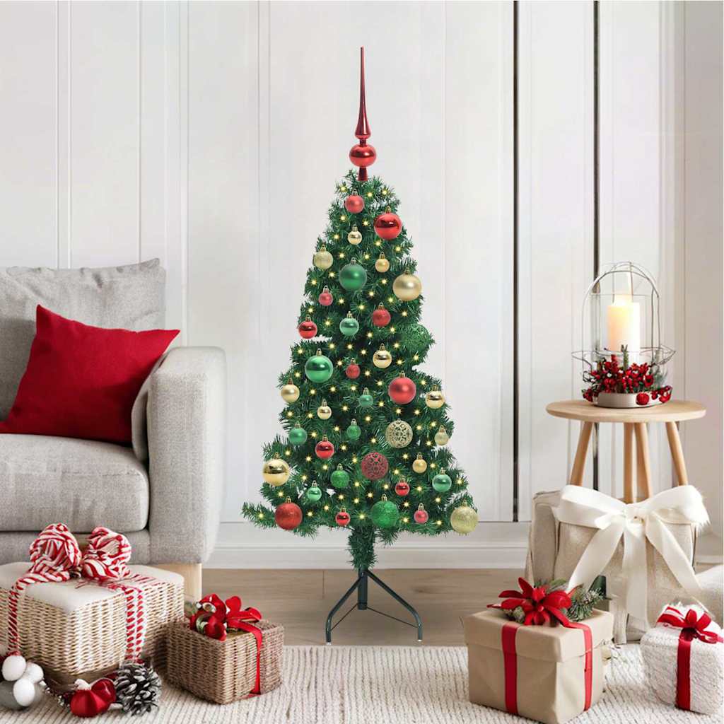 Hjørne Kunstig Jul Tre med 150 LED grønn 120 cm PVC og metall
