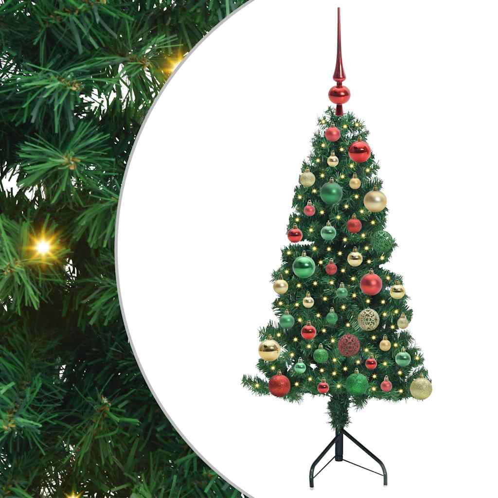 Hjørne Kunstig Jul Tre med 150 LED grønn 120 cm PVC og metall