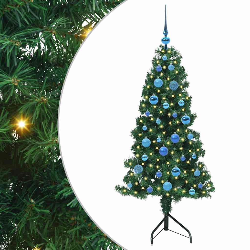 Hjørne Kunstig Jul Tre med 150 LED grønn 150 cm PVC og metall