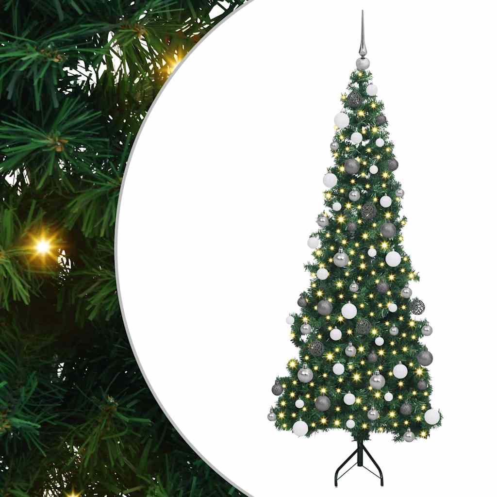 Hjørne Kunstig Jul Tre med 300 LED grønn 180 cm PVC og metall