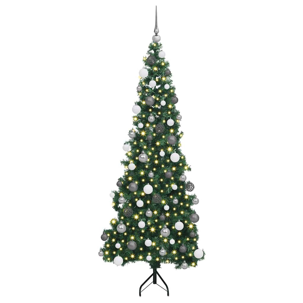 Hjørne Kunstig Jul Tre med 300 LED grønn 180 cm PVC og metall