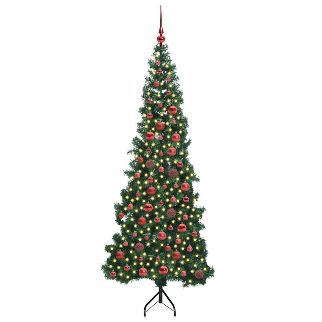 Hjørne Kunstig Jul Tre med 300 LED grønn 180 cm PVC og metall
