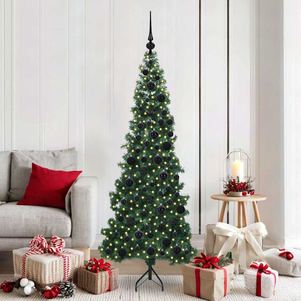 Hjørne Kunstig Jul Tre med 300 LED grønn 180 cm PVC og metall