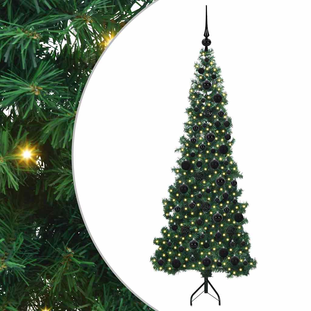 Hjørne Kunstig Jul Tre med 300 LED grønn 180 cm PVC og metall