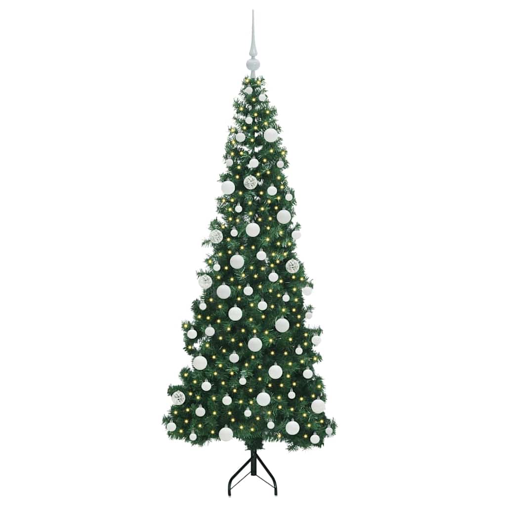 Hjørne Kunstig Jul Tre med 300 LED grønn 180 cm PVC og metall