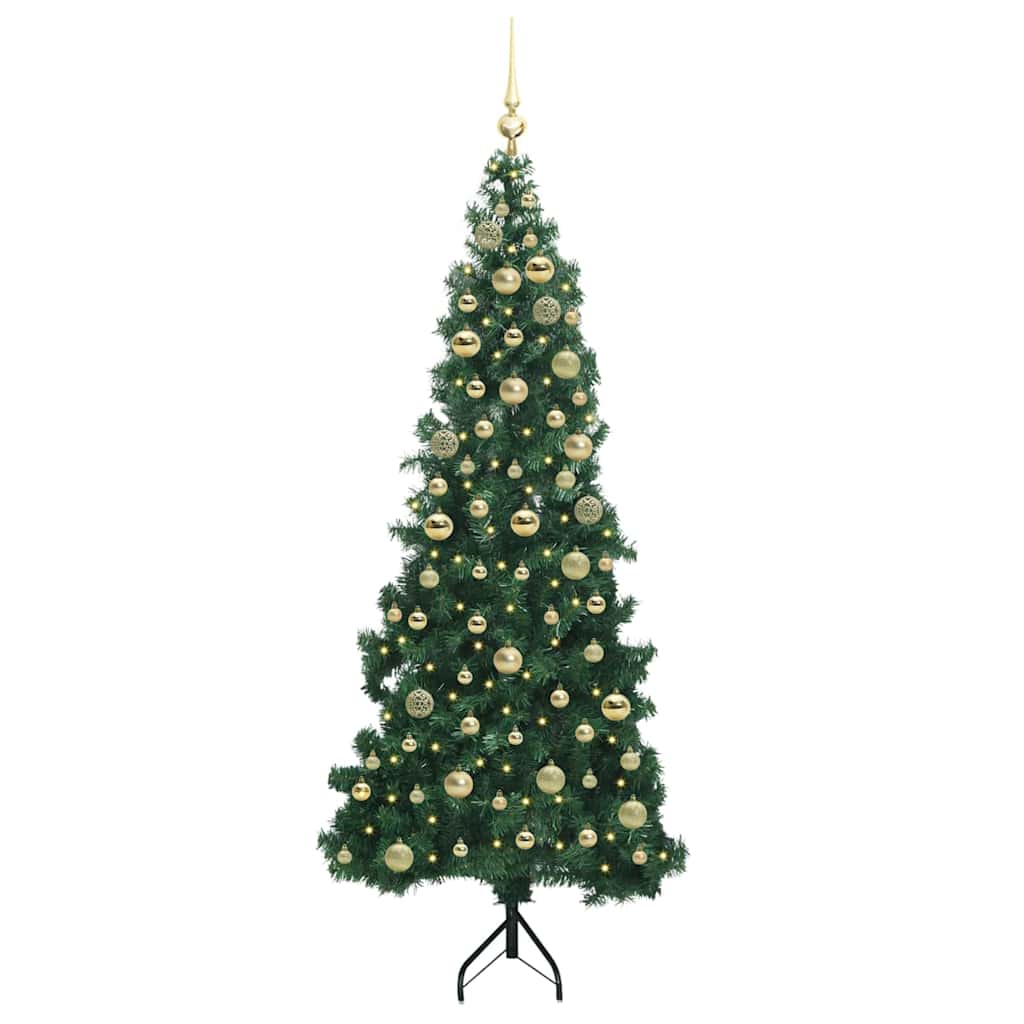 Hjørne Kunstig Jul Tre med 300 LED grønn 180 cm PVC og metall