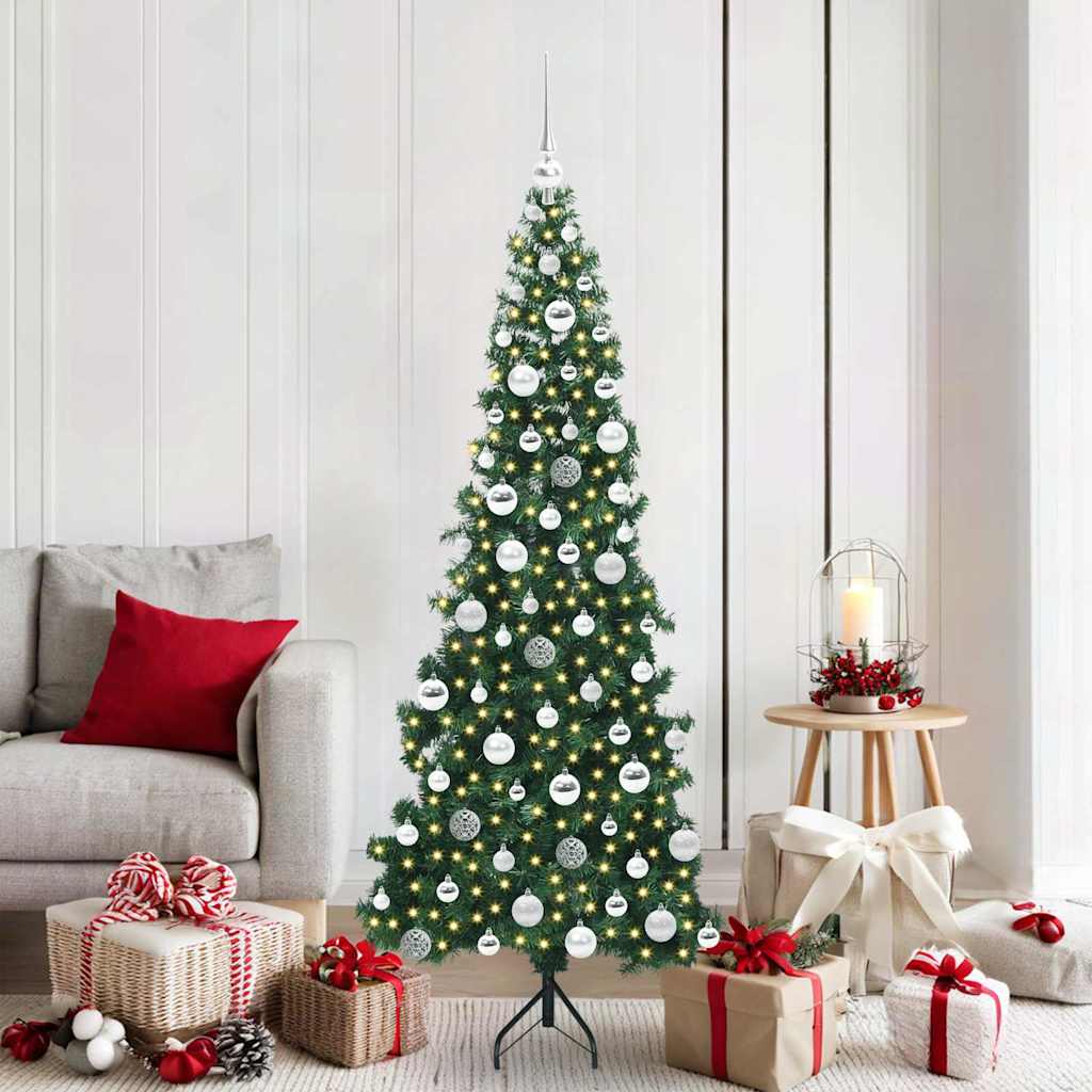 Hjørne Kunstig Jul Tre med 300 LED grønn 180 cm PVC og metall